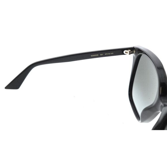 Gucci GG0022S-001 Oversized Black Square Sunglasses with Grey Lenses - Picture 4 of 5